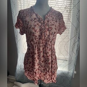 Maurices Pink Floral Blouse